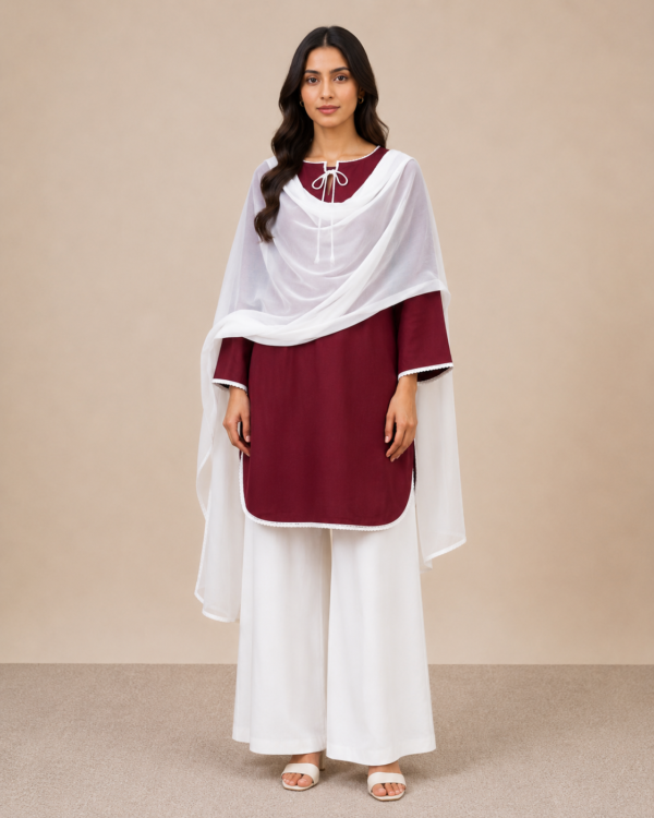 Maroon & White - Stitched