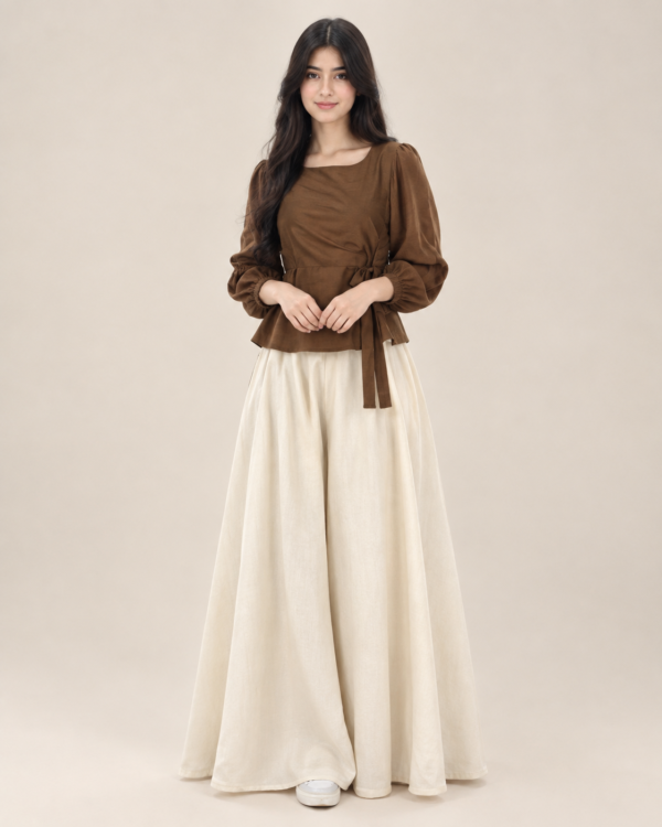 Mocha Brown & Ivory Tie-Waist - Stitched